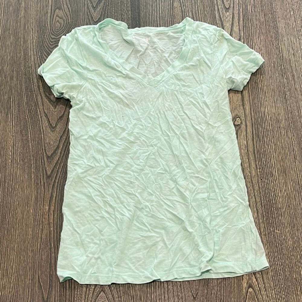 Vintage x Old Navy Womens V-Neck Relaxed Top Short Sleeve Pullover Green Size S